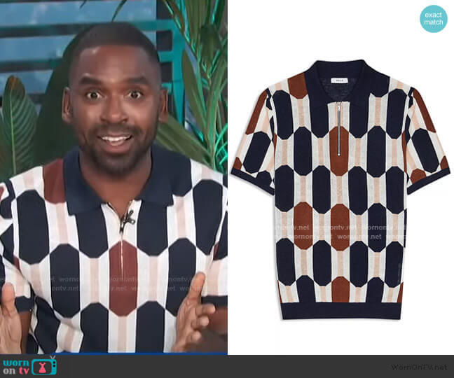 Reiss Bramble Color Blocked Half Zip Polo worn by Justin Sylvester on E! News