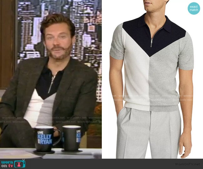 Reiss Butler Color Blocked Half Zip Polo