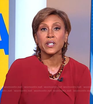 Robin’s red twisted neck dress on Good Morning America