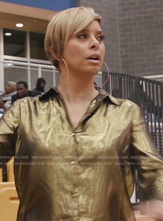 Robyn’s gold metallic blouse on The Real Housewives of Potomac
