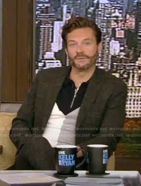 Ryan Seacrest’s colorblock half-zip polo shirt on Live with Kelly and Ryan