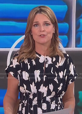 Savannah’s black floral pleated dress on Today