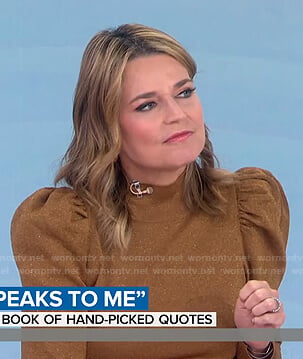 Savannah’s metallic brown puff sleeve sweater on Today