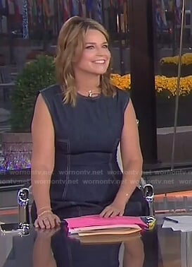Savannah’s denim midi dress with white stitching on Today