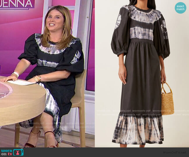 Sea Daria Dye Puff-Sleeve Midi Dress worn by Jenna Bush Hager on Today