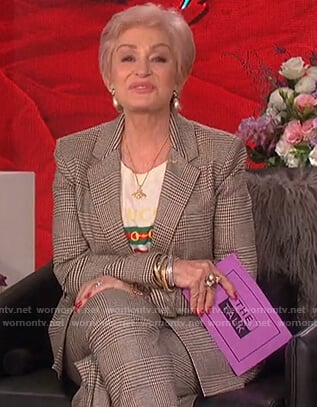 Sharon’s plaid blazer and pants on The Talk
