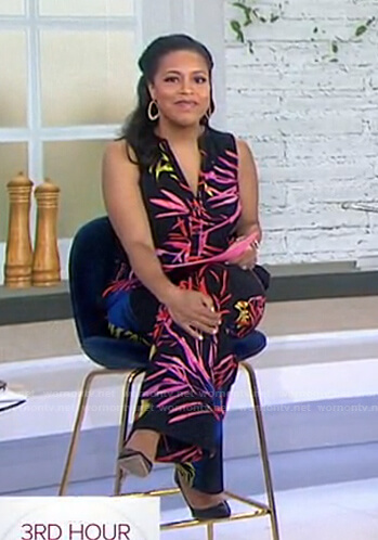Sheinelle’s black leaf print jumpsuit on Today
