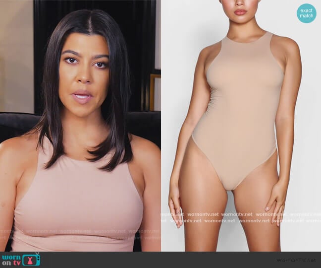 Skims Fits Everyone High Neck Bodysuit worn by Kourtney Kardashian on Keeping Up with the Kardashians