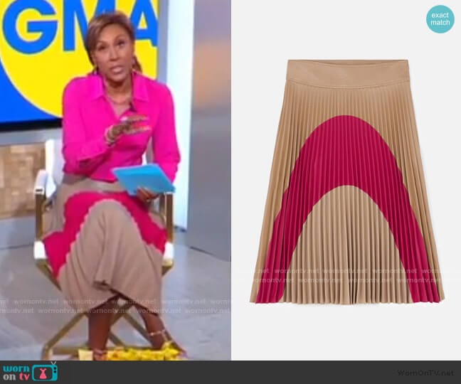Stella McCartney Carmen Pleated Skirt worn by Robin Roberts on Good Morning America