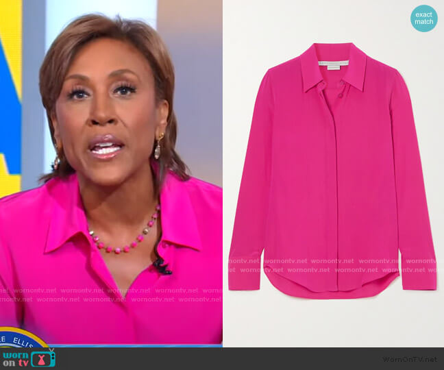Stella McCartney Willow Silk Shirt worn by Robin Roberts on Good Morning America