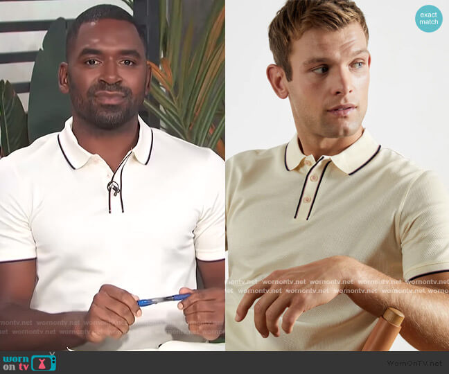 Ted Baker Cotton Tipped Textured Polo worn by Justin Sylvester on E! News