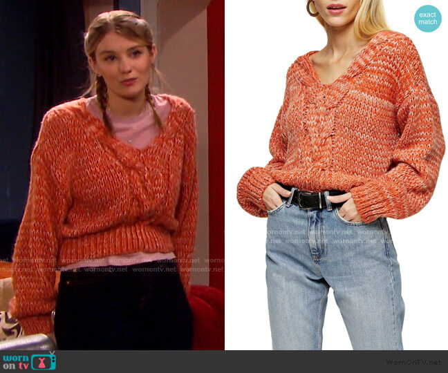 Topshop Central Cable Sweater worn by Alice Caroline Horton (Lindsay Arnold) on Days of our Lives