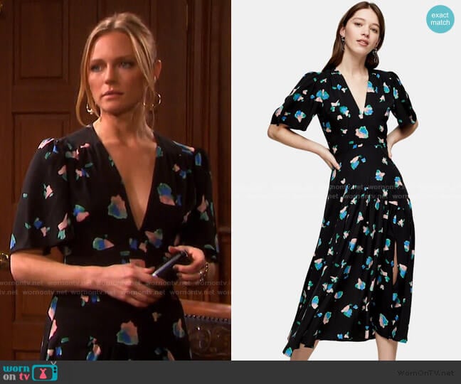 Topshop Spot Angel Sleeve Midi Dress worn by Abigail Deveraux (Marci Miller) on Days of our Lives