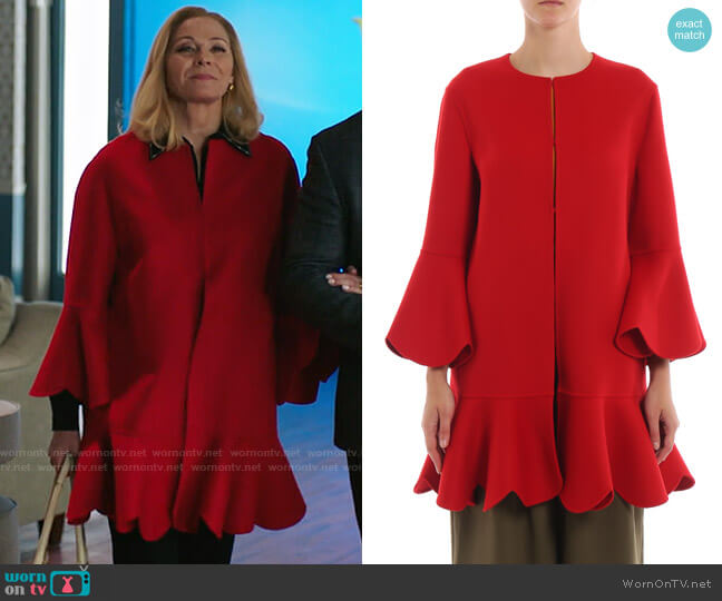 Valentino Ruffled Coat worn by Margaret Monreaux (Kim Cattrall) on Filthy Rich