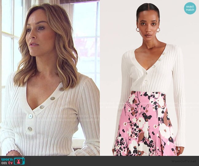 Veronica Beard Juliana V-Neck Henley worn by Clare Crawley on The Bachelorette