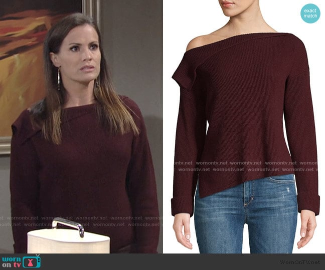 Vince Asymmetrical Ribbed Pullover worn by Chelsea Lawson (Melissa Claire Egan) on The Young and the Restless