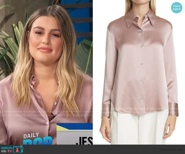 Vince Shaped Collar Silk Blouse worn by Carissa Loethen Culiner on E! News