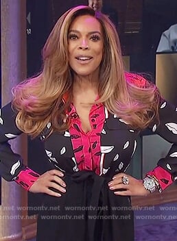 Wendy’s black lip print blouse on The Wendy Williams Show