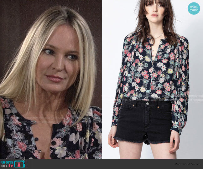 Zadig & Voltaire Tiffany Print Flower Tunic worn by Sharon Newman (Sharon Case) on The Young and the Restless