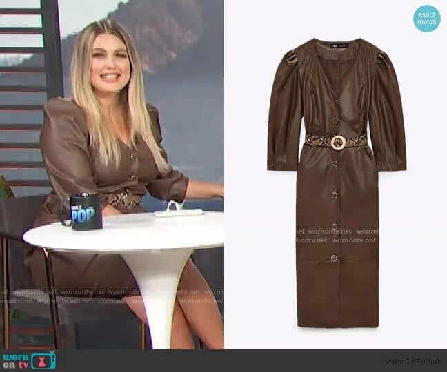 Zara Belted Faux Leather Dress worn by Carissa Loethen Culiner on E! News