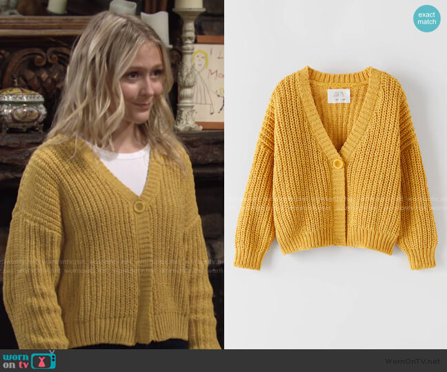 Zara Chenille Knit Jacket worn by Faith Newman (Alyvia Alyn Lind) on The Young and the Restless