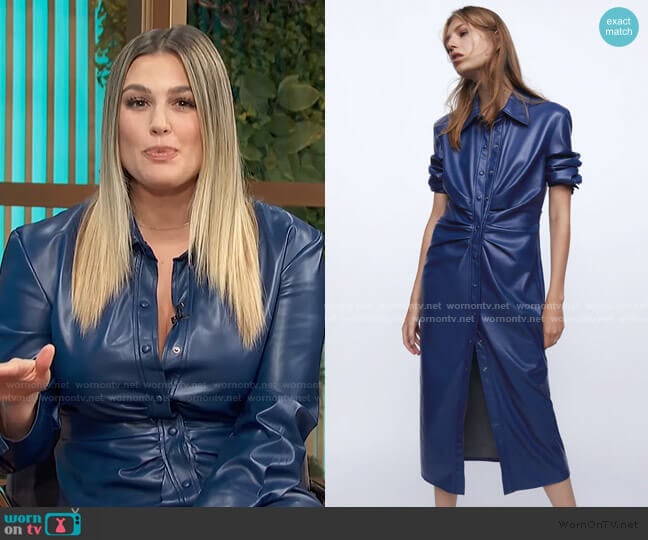 Zara Faux Leather Shirt Dress worn by Carissa Loethen Culiner on E! News