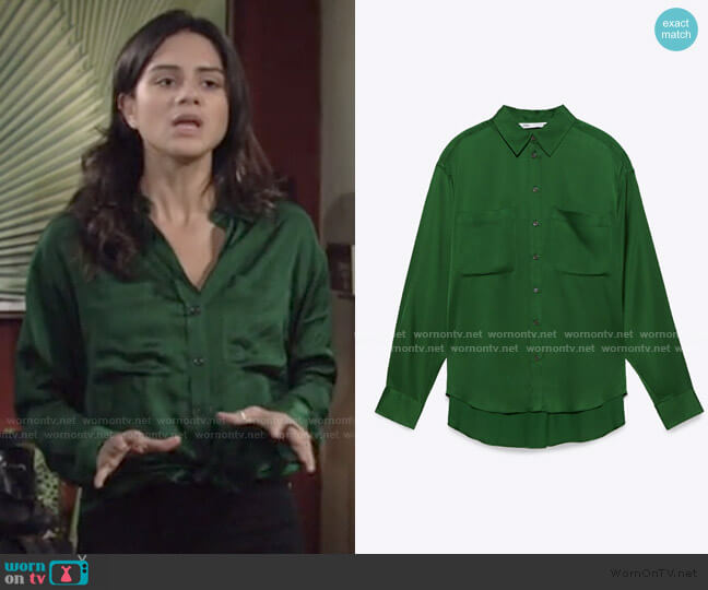 Zara Satin Blouse worn by Lola Rosales (Sasha Calle) on The Young and the Restless