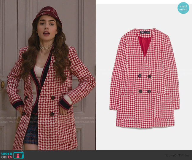 Zara Frock Coat worn by Emily Cooper (Lily Collins) on Emily in Paris