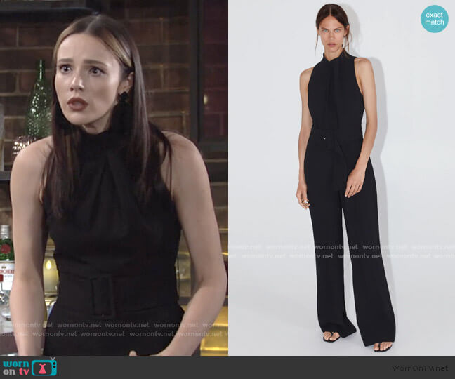 Zara Long Belted Jumpsuit worn by Tessa Porter (Cait Fairbanks) on The Young and the Restless