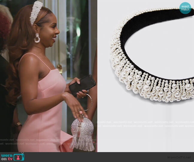 Zara Pearl Embellished Headband worn by Candiace Dillard Bassett on The Real Housewives of Potomac