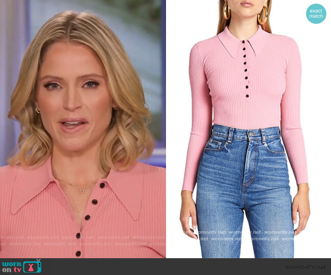 A.L.C. Lance Ribbed Top worn by Sara Haines on The View
