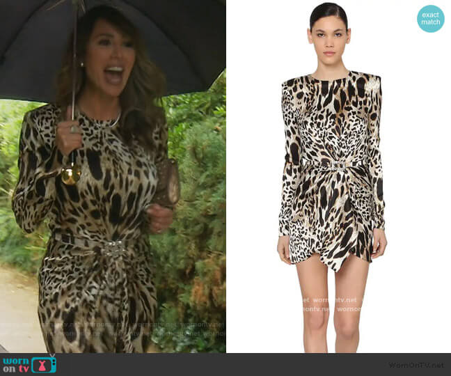 Alexandre Vauthier Printed Stretch Satin Mini Dress worn by Kelly Dodd on The Real Housewives of Orange County