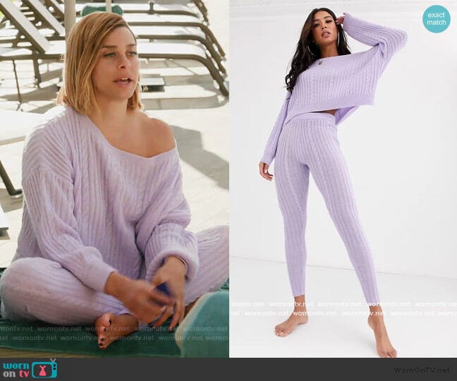 ASOS Premium Lounge Cable Knit Off Shoulder Sweater worn by Robyn Dixon on The Real Housewives of Potomac