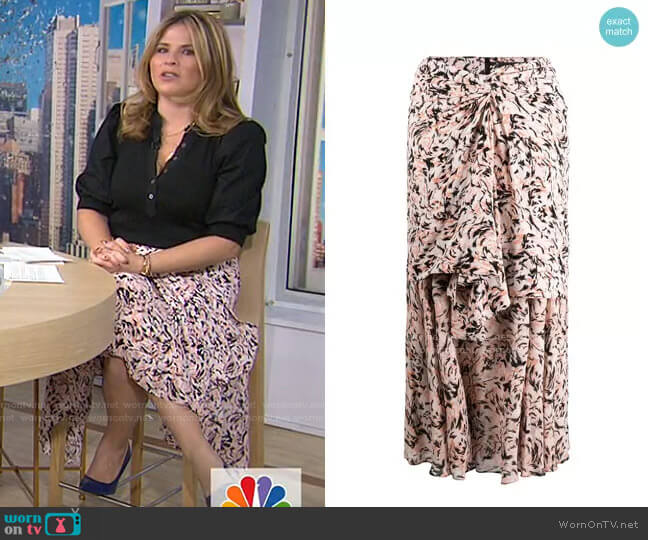 Proenza Schouler Abstract Animal Print Layered Skirt worn by Jenna Bush Hager on Today