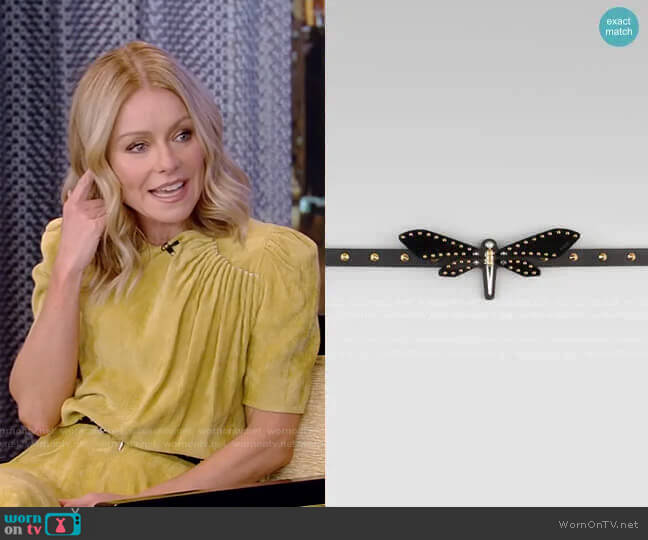 Gucci Adjustable Leather Dragonfly Belt worn by Kelly Ripa on Live with Kelly and Mark