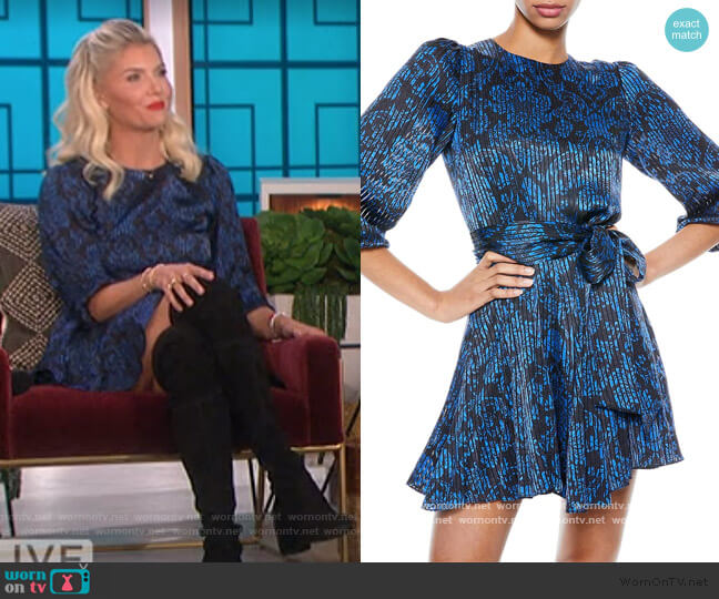 Alice + Olivia Mina Puff-Sleeve Dress worn by Amanda Kloots on The Talk