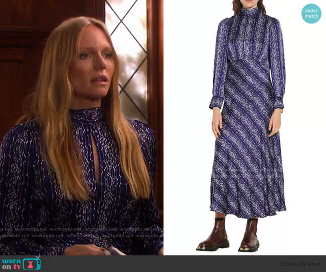 Sandro Angie Long Printed Dress worn by Abigail Deveraux (Marci Miller) on Days of our Lives