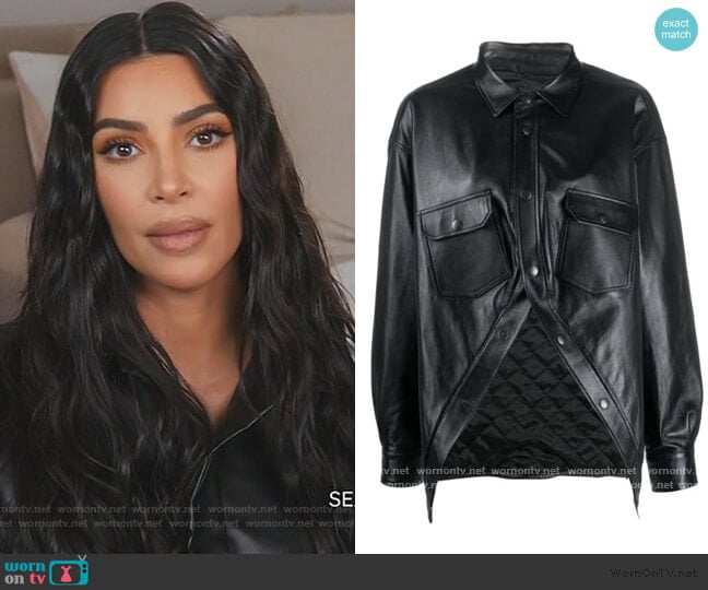 Balenciaga Swing Canadian shirt jacket worn by Kim Kardashian on Keeping Up with the Kardashians