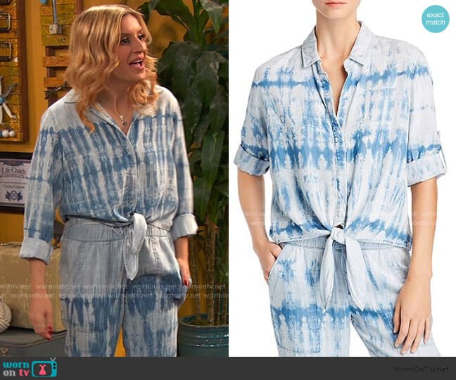 Bella Dahl Tie-Dye Tie-Front Shirt worn by Chelsea Grayson (Anneliese van der Pol) on Ravens Home