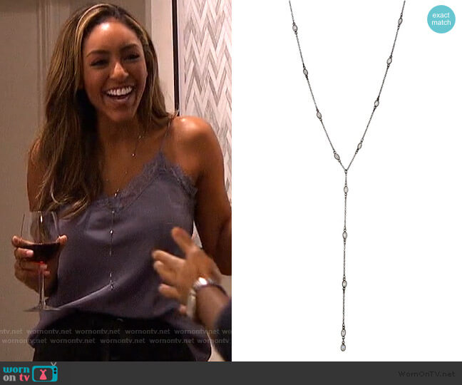 Shalla Wista Studio Crystal Y Necklace worn by Tayshia Adams on The Bachelorette
