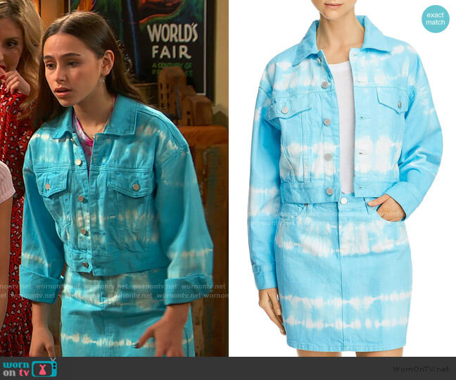 Blank Nyc Cropped Cotton Denim Jacket worn by Tess O'Malley (Sky Katz) on Ravens Home