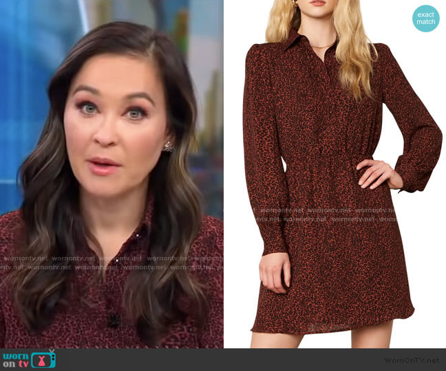 Cupcakes and Cashmere Sheryl Leopard Print Long Sleeve Minidress worn by Eva Pilgrim on Good Morning America