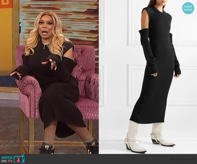Calvin Klein Cutout ribbed cotton midi dress worn by Wendy Williams on The Wendy Williams Show