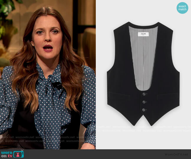 Celine U-neck Vest in Velvet worn by Drew Barrymore on The Drew Barrymore Show