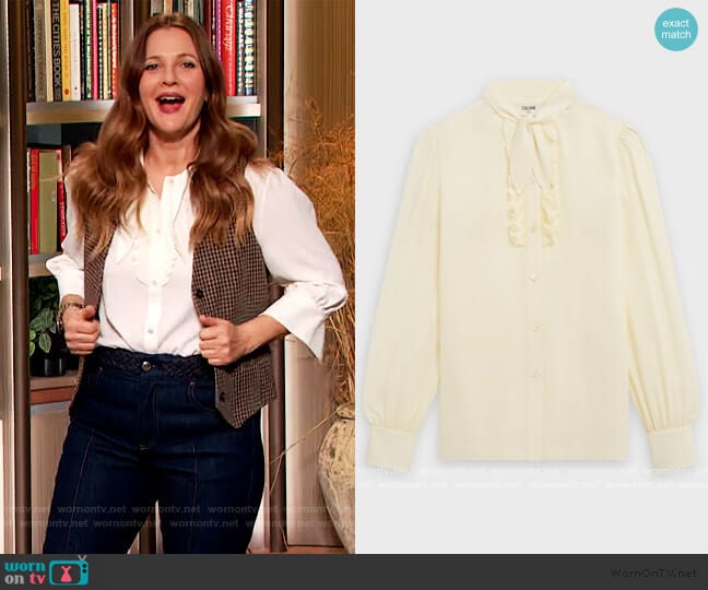 Celine Blouse with Jabot worn by Drew Barrymore on The Drew Barrymore Show