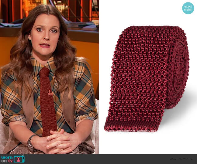 Charvet 5cm Knitted Silk Tie worn by Drew Barrymore on The Drew Barrymore Show