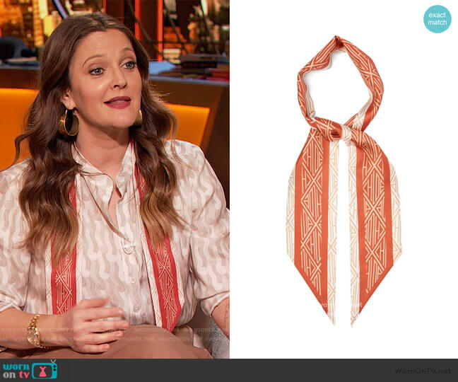 Chloe Geometric-print silk-twill scarf worn by Drew Barrymore on The Drew Barrymore Show