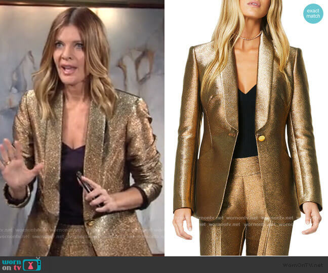 Ramy Brook Dahlia Metallic Blazer worn by Phyllis Summers (Michelle Stafford) on The Young and the Restless