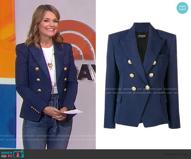 Balmain Double Breasted Blazer worn by Savannah Guthrie on Today