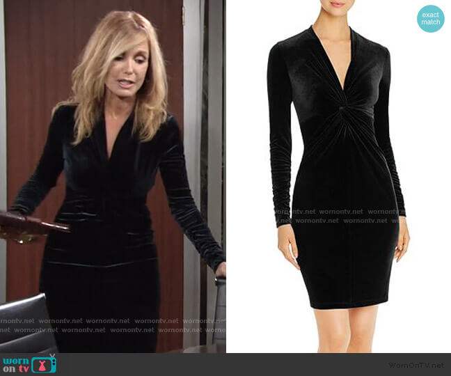 Elie Tahari Cynthia Velvet Knot-Front Dress worn by Lauren Fenmore (Tracey Bregman) on The Young and the Restless